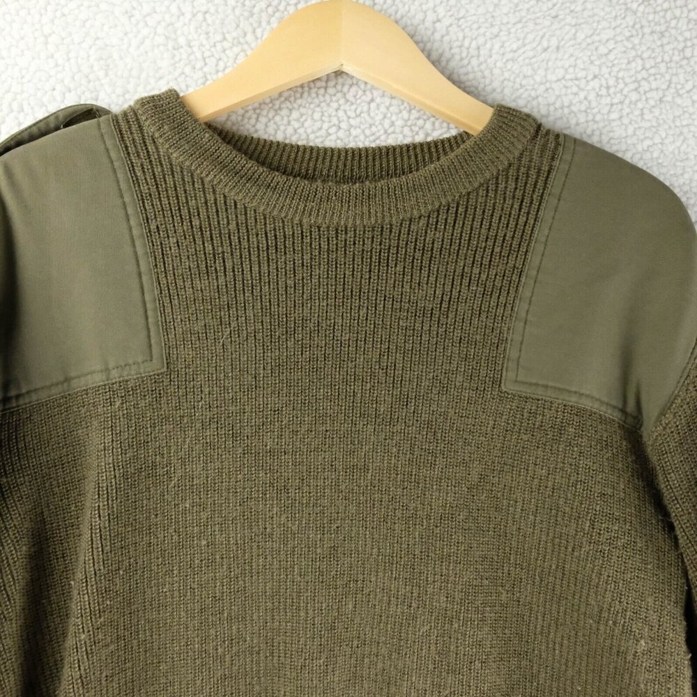 Vintage Comando Sweater Mens Small Olive Green Germany Elbow Matches Knit Army - Picture 2 of 9